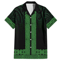 New Zealand Maori Kowhaiwhai Family Matching Off The Shoulder Long Sleeve Dress and Hawaiian Shirt Kakariki Maui and Mangopare LT9 Dad's Shirt - Short Sleeve Green - Polynesian Pride