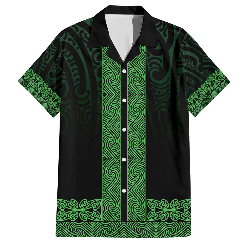 New Zealand Maori Kowhaiwhai Family Matching Off Shoulder Short Dress and Hawaiian Shirt Kakariki Maui and Mangopare LT9 Dad's Shirt - Short Sleeve Green - Polynesian Pride