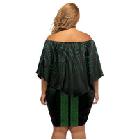 New Zealand Maori Kowhaiwhai Family Matching Off Shoulder Short Dress and Hawaiian Shirt Kakariki Maui and Mangopare LT9 - Polynesian Pride