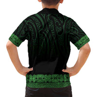 New Zealand Maori Kowhaiwhai Family Matching Puletasi and Hawaiian Shirt Kakariki Maui and Mangopare LT9 - Polynesian Pride