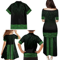 New Zealand Maori Kowhaiwhai Family Matching Puletasi and Hawaiian Shirt Kakariki Maui and Mangopare LT9 - Polynesian Pride