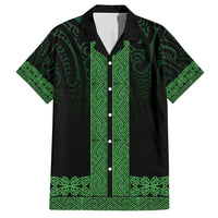 New Zealand Maori Kowhaiwhai Family Matching Short Sleeve Bodycon Dress and Hawaiian Shirt Kakariki Maui and Mangopare LT9 Dad's Shirt - Short Sleeve Green - Polynesian Pride