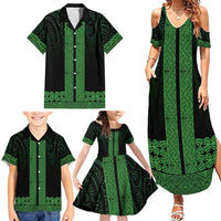 New Zealand Maori Kowhaiwhai Family Matching Summer Maxi Dress and Hawaiian Shirt Kakariki Maui and Mangopare LT9 - Polynesian Pride