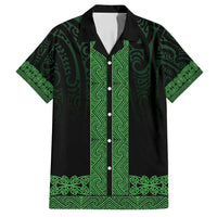 New Zealand Maori Kowhaiwhai Family Matching Summer Maxi Dress and Hawaiian Shirt Kakariki Maui and Mangopare LT9 Dad's Shirt - Short Sleeve Green - Polynesian Pride