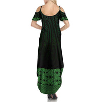 New Zealand Maori Kowhaiwhai Family Matching Summer Maxi Dress and Hawaiian Shirt Kakariki Maui and Mangopare LT9 - Polynesian Pride