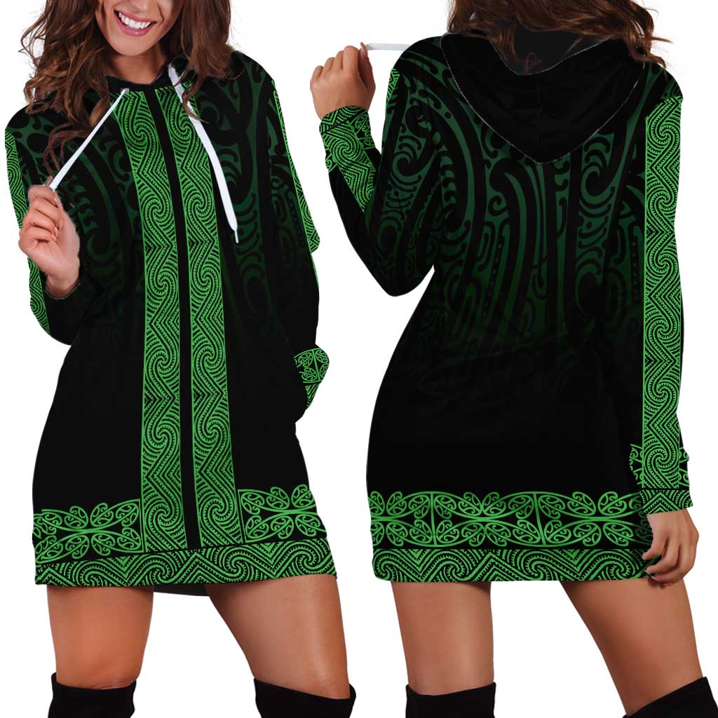 New Zealand Maori Kowhaiwhai Hoodie Dress Kakariki Maui and Mangopare LT9 - Polynesian Pride