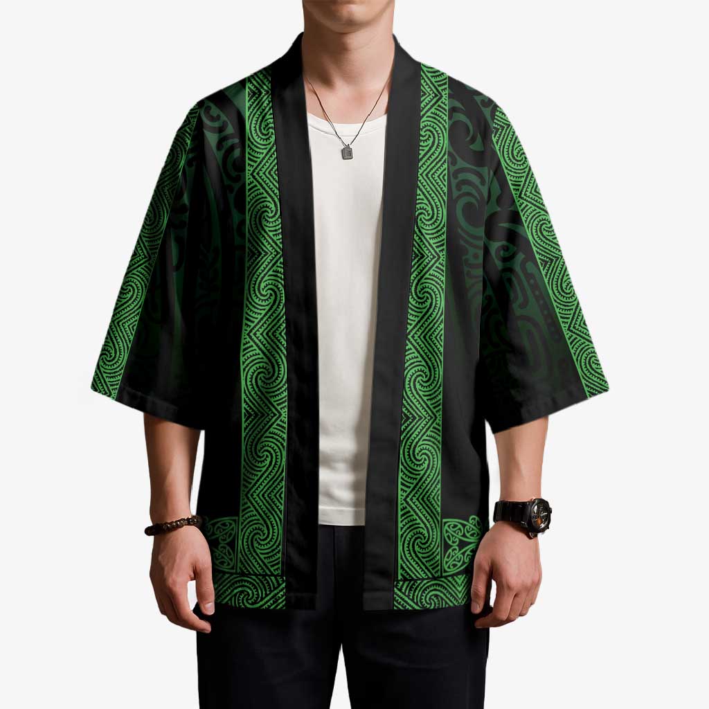 New Zealand Maori Kowhaiwhai Kimono Kakariki Maui and Mangopare LT9 - Polynesian Pride