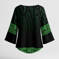 New Zealand Maori Kowhaiwhai Kimono Sleeve Blouse Kakariki Maui and Mangopare LT9 - Polynesian Pride