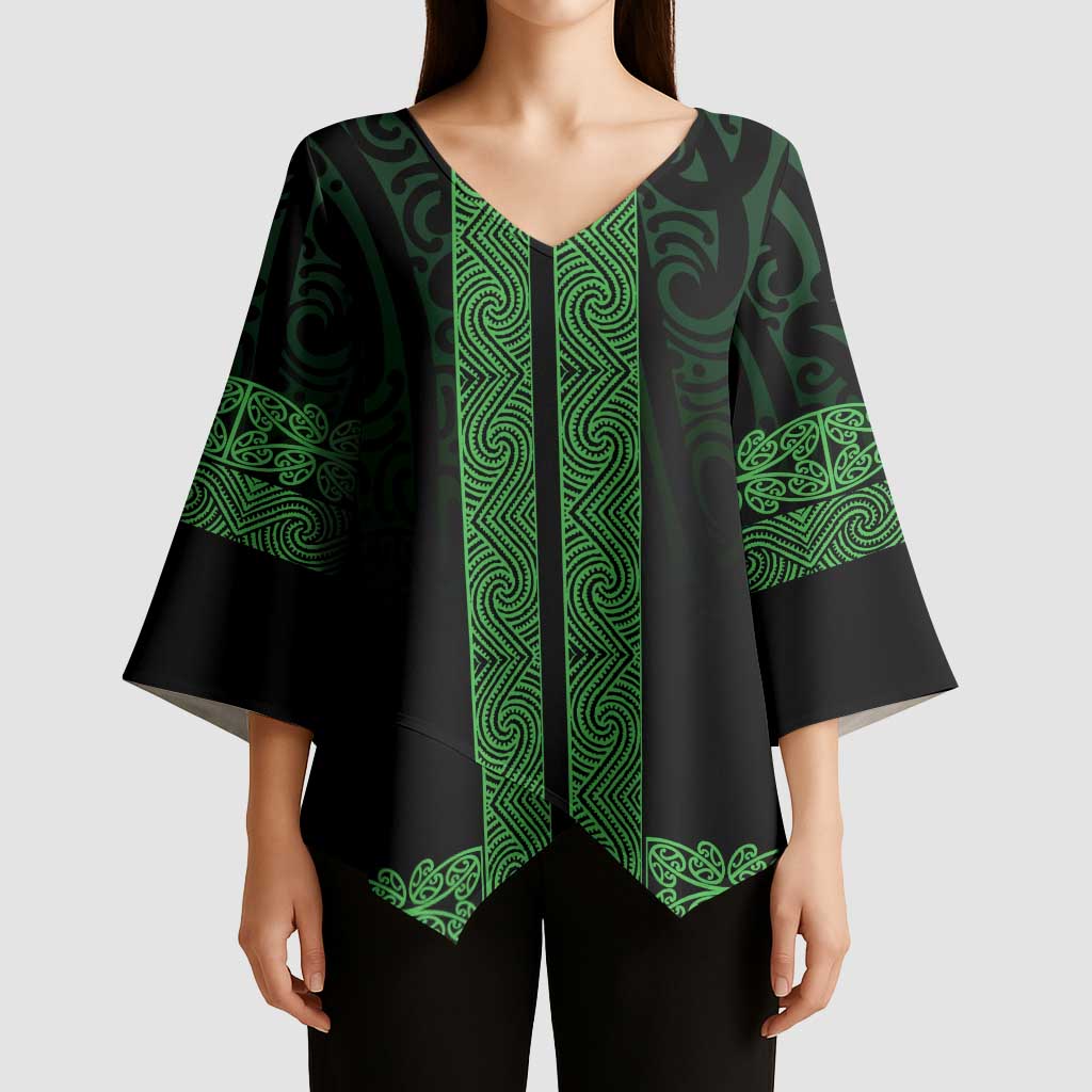 New Zealand Maori Kowhaiwhai Kimono Sleeve Blouse Kakariki Maui and Mangopare LT9 - Polynesian Pride