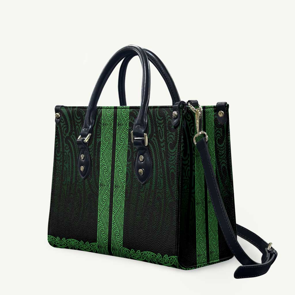 New Zealand Maori Kowhaiwhai Leather Bag Kakariki Maui and Mangopare - Polynesian Pride