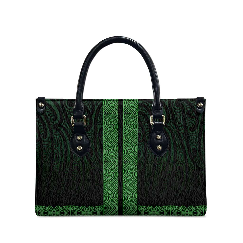 New Zealand Maori Kowhaiwhai Leather Bag Kakariki Maui and Mangopare LT9 - Polynesian Pride
