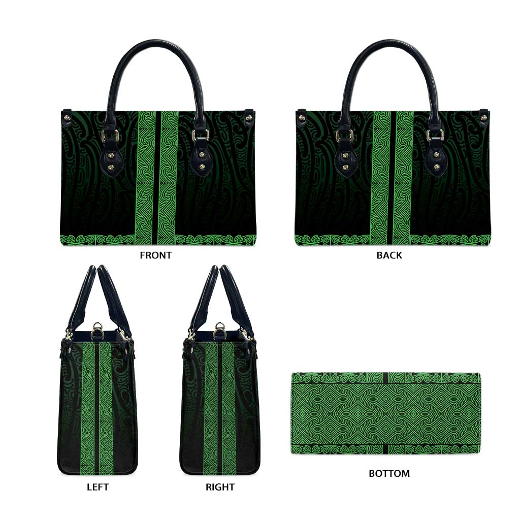 New Zealand Maori Kowhaiwhai Leather Bag Kakariki Maui and Mangopare LT9 - Polynesian Pride