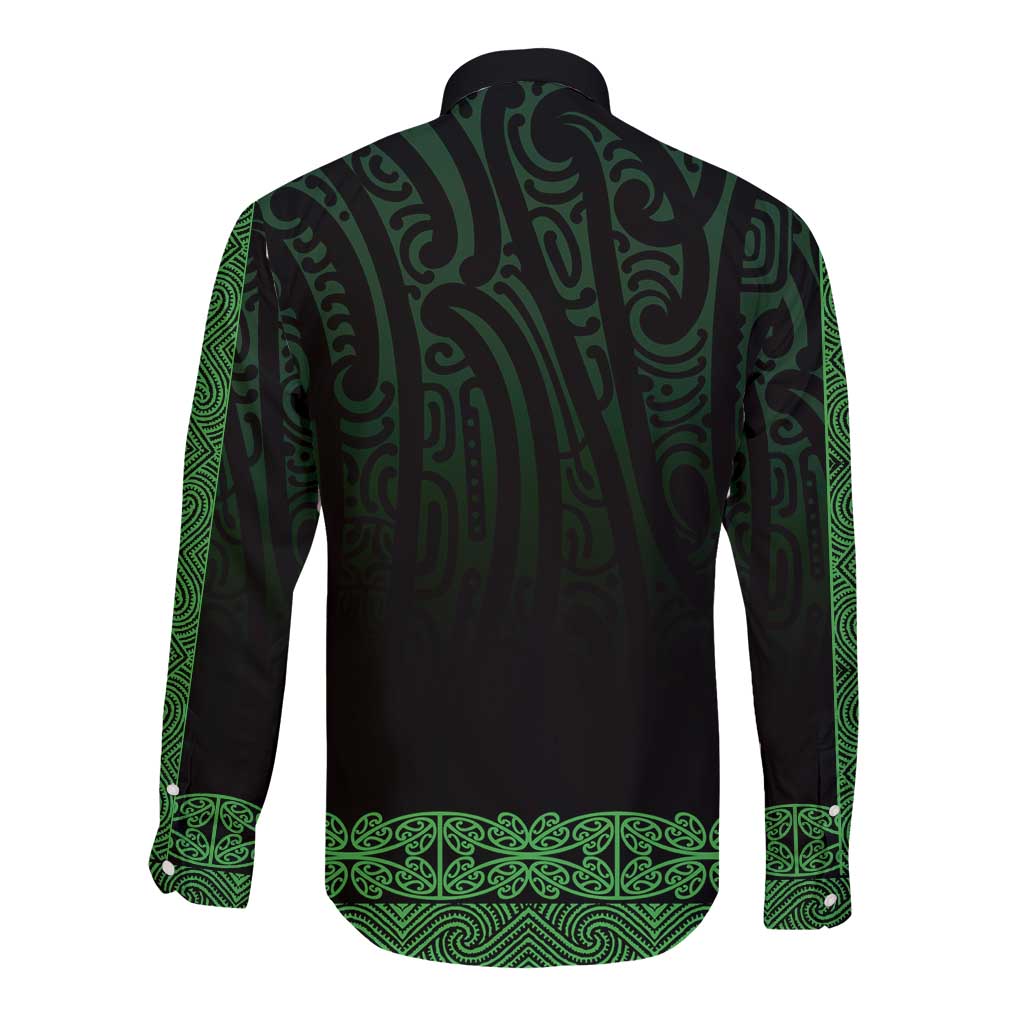 New Zealand Maori Kowhaiwhai Long Sleeve Button Shirt Kakariki Maui and Mangopare LT9 - Polynesian Pride