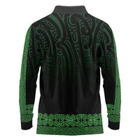 New Zealand Maori Kowhaiwhai Long Sleeve Polo Shirt Kakariki Maui and Mangopare LT9 - Polynesian Pride