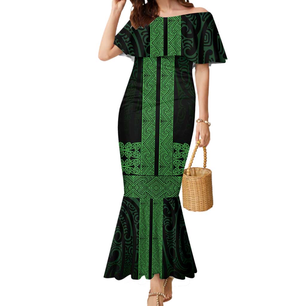 New Zealand Maori Kowhaiwhai Mermaid Dress Kakariki Maui and Mangopare