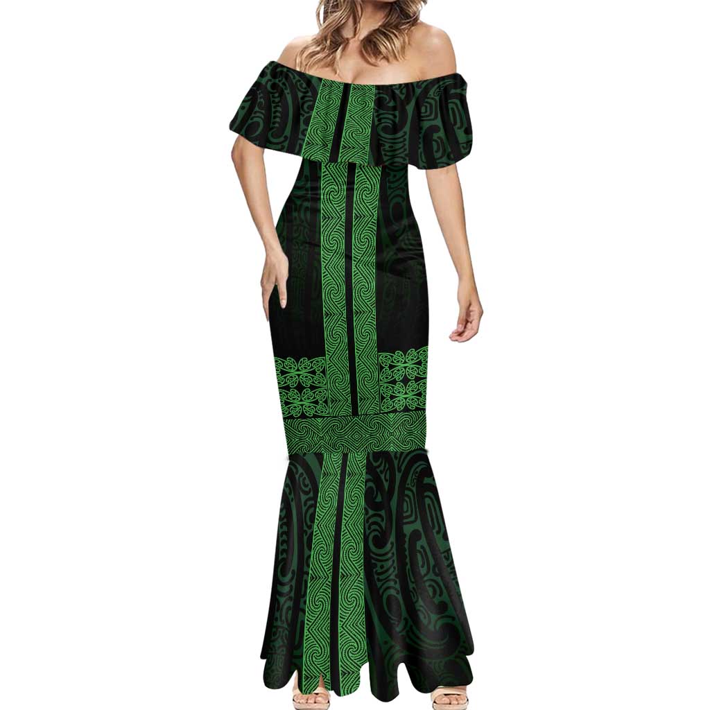 New Zealand Maori Kowhaiwhai Mermaid Dress Kakariki Maui and Mangopare LT9 - Polynesian Pride