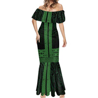 New Zealand Maori Kowhaiwhai Mermaid Dress Kakariki Maui and Mangopare LT9 - Polynesian Pride