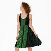 New Zealand Maori Kowhaiwhai Midi Dress Kakariki Maui and Mangopare LT9 - Polynesian Pride