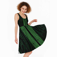 New Zealand Maori Kowhaiwhai Midi Dress Kakariki Maui and Mangopare LT9 - Polynesian Pride