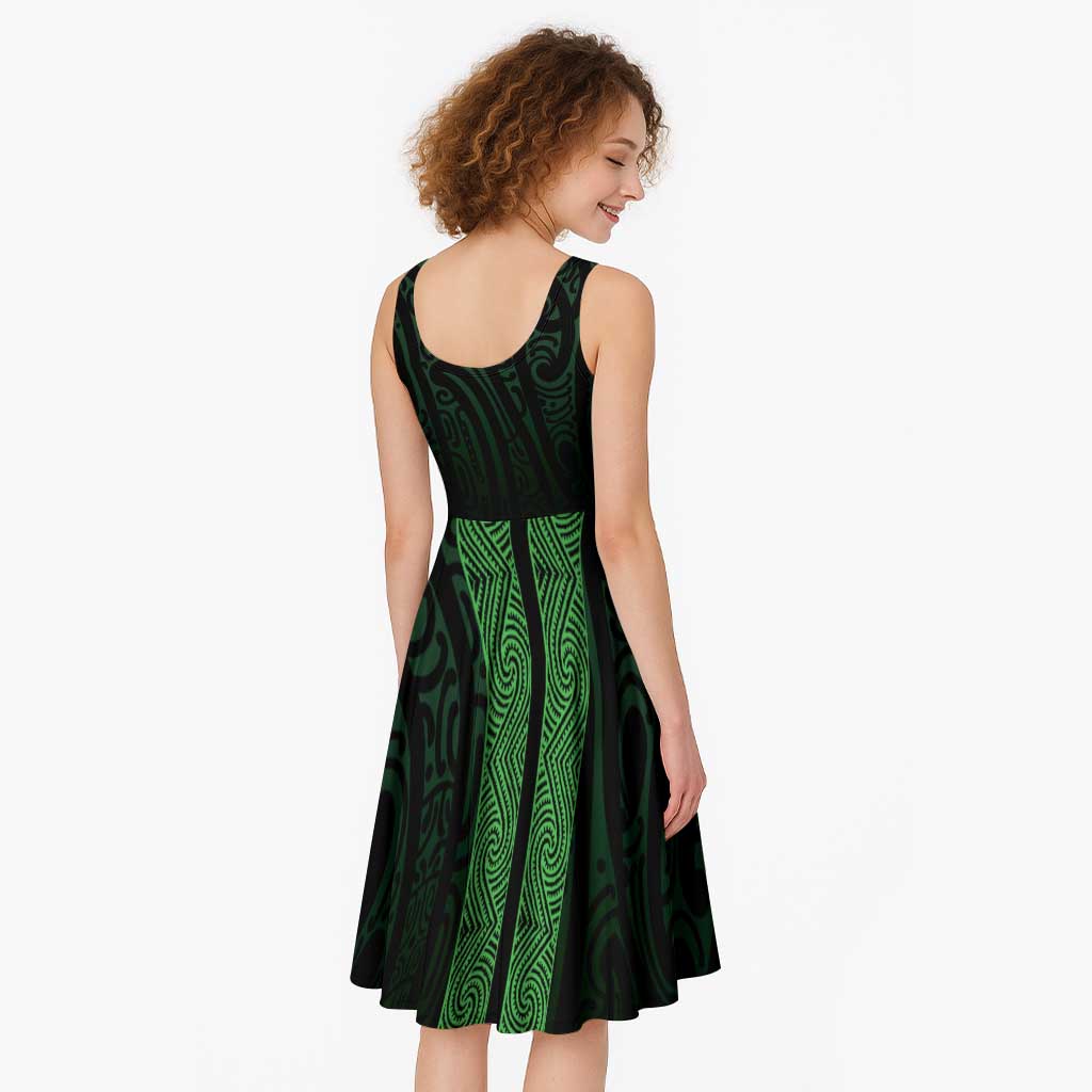 New Zealand Maori Kowhaiwhai Midi Dress Kakariki Maui and Mangopare LT9 - Polynesian Pride
