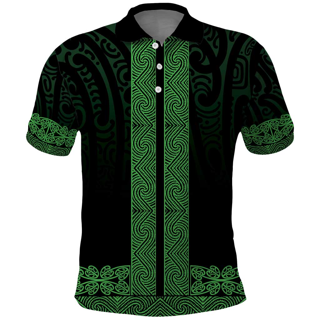 New Zealand Maori Kowhaiwhai Polo Shirt Kakariki Maui and Mangopare LT9 Green - Polynesian Pride