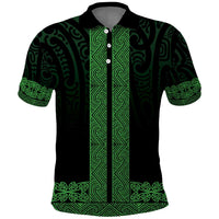 New Zealand Maori Kowhaiwhai Polo Shirt Kakariki Maui and Mangopare LT9 Green - Polynesian Pride