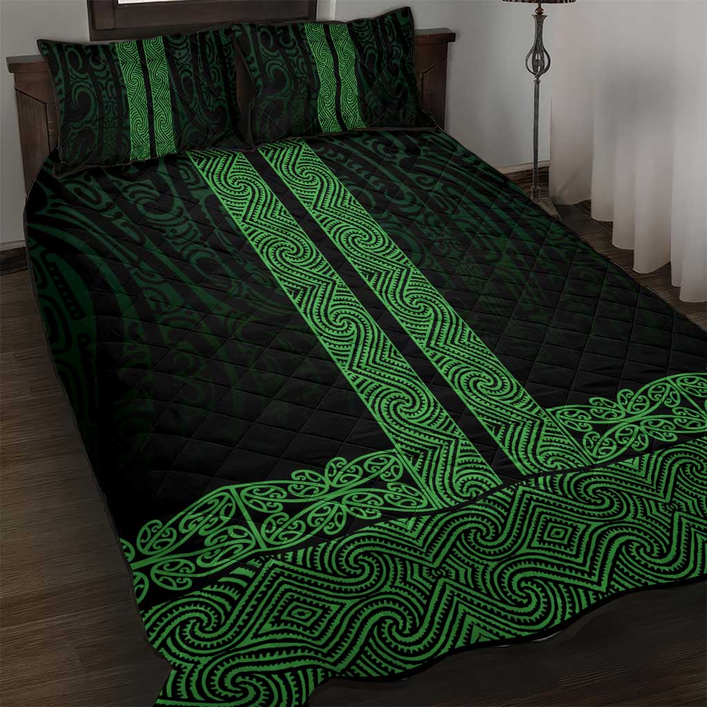 New Zealand Maori Kowhaiwhai Quilt Bed Set Kakariki Maui and Mangopare LT9 Green - Polynesian Pride
