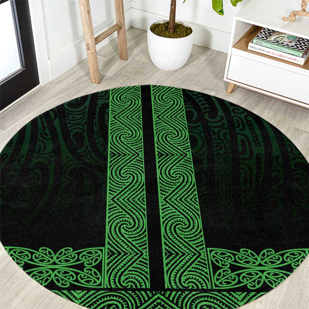 New Zealand Maori Kowhaiwhai Round Carpet Kakariki Maui and Mangopare LT9 Green - Polynesian Pride