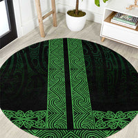 New Zealand Maori Kowhaiwhai Round Carpet Kakariki Maui and Mangopare LT9 Green - Polynesian Pride