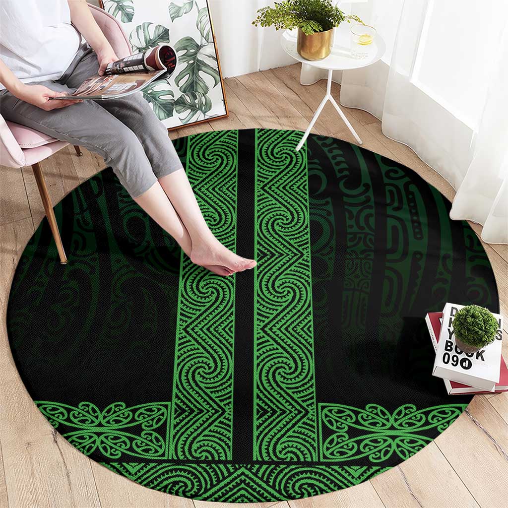 New Zealand Maori Kowhaiwhai Round Carpet Kakariki Maui and Mangopare LT9 - Polynesian Pride