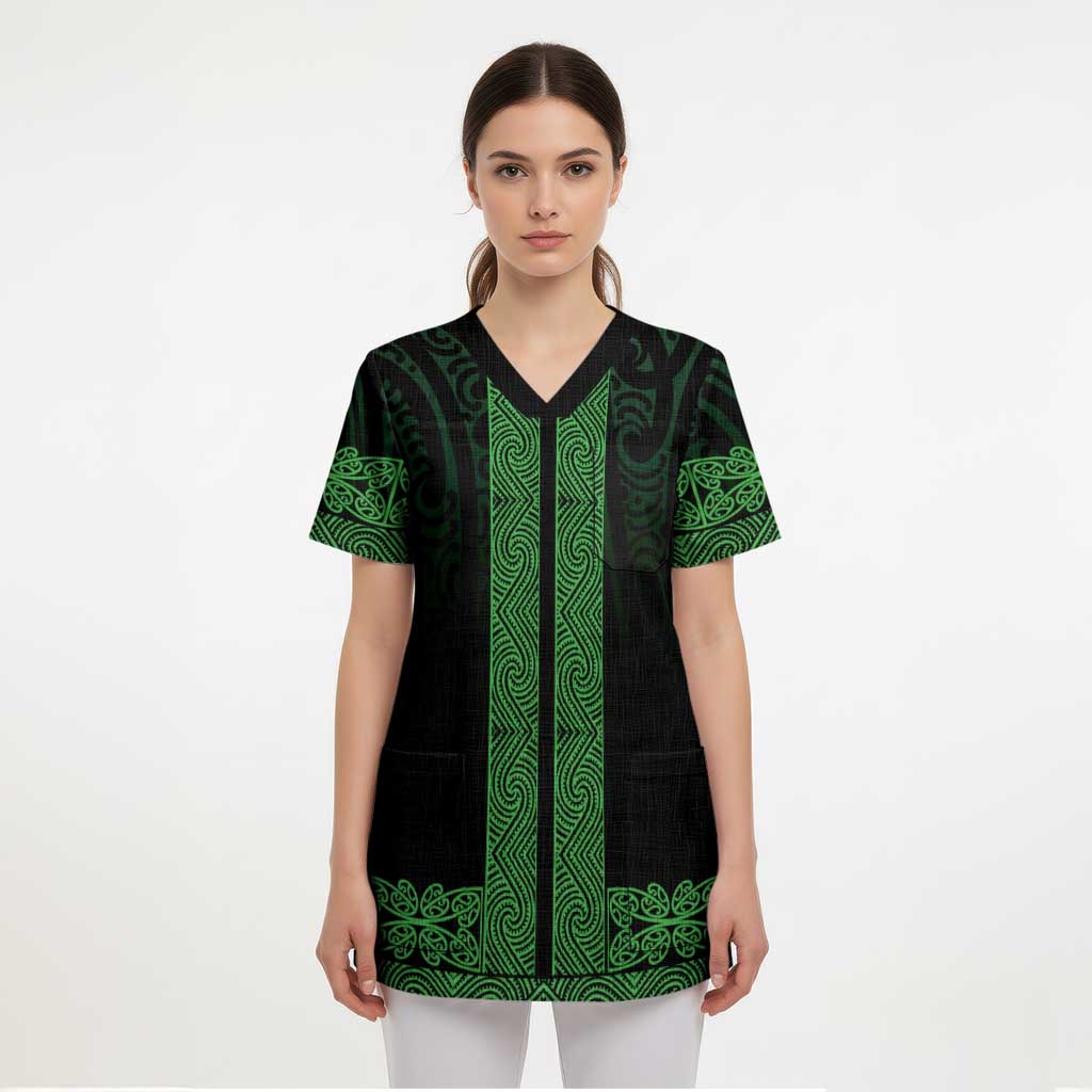 New Zealand Maori Kowhaiwhai Scrub Top Kakariki Maui and Mangopare LT9 - Polynesian Pride