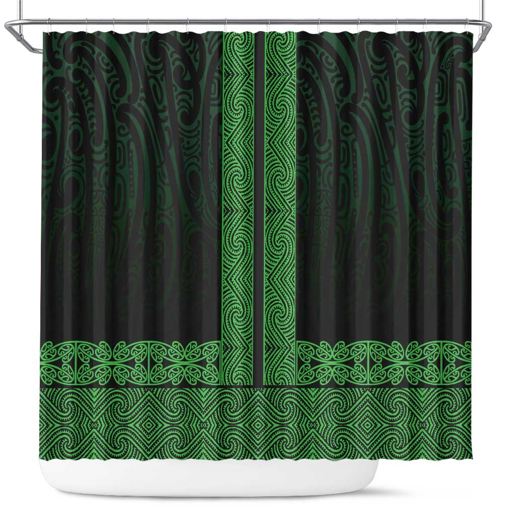 New Zealand Maori Kowhaiwhai Shower Curtain Kakariki Maui and Mangopare LT9 Green - Polynesian Pride