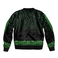 New Zealand Maori Kowhaiwhai Sleeve Zip Bomber Jacket Kakariki Maui and Mangopare LT9 - Polynesian Pride