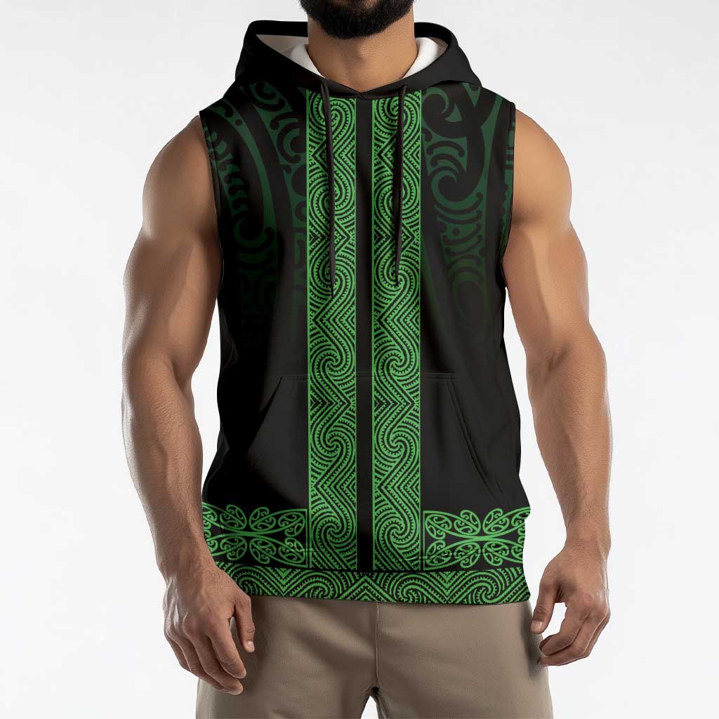 New Zealand Maori Kowhaiwhai Sleeveless Hoodie Kakariki Maui and Mangopare LT9 - Polynesian Pride