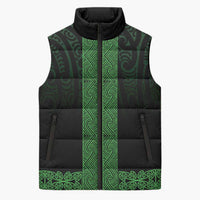 New Zealand Maori Kowhaiwhai Sleeveless Puffer Jacket Kakariki Maui and Mangopare LT9 Unisex Green - Polynesian Pride