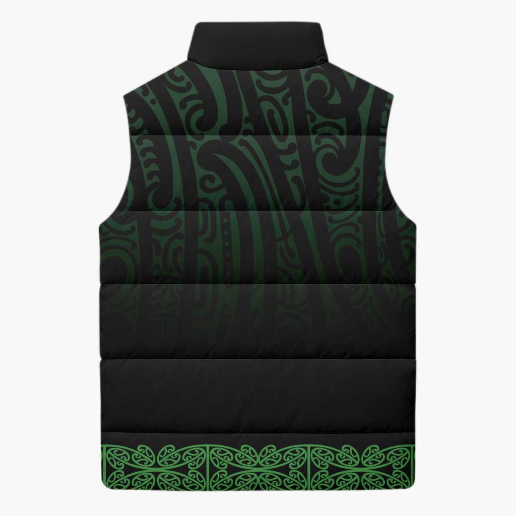 New Zealand Maori Kowhaiwhai Sleeveless Puffer Jacket Kakariki Maui and Mangopare LT9 - Polynesian Pride