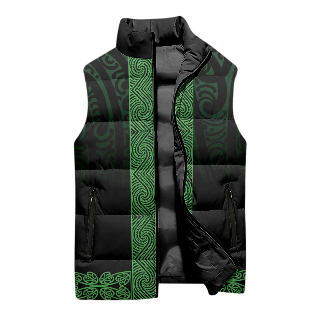 New Zealand Maori Kowhaiwhai Sleeveless Puffer Jacket Kakariki Maui and Mangopare LT9 - Polynesian Pride
