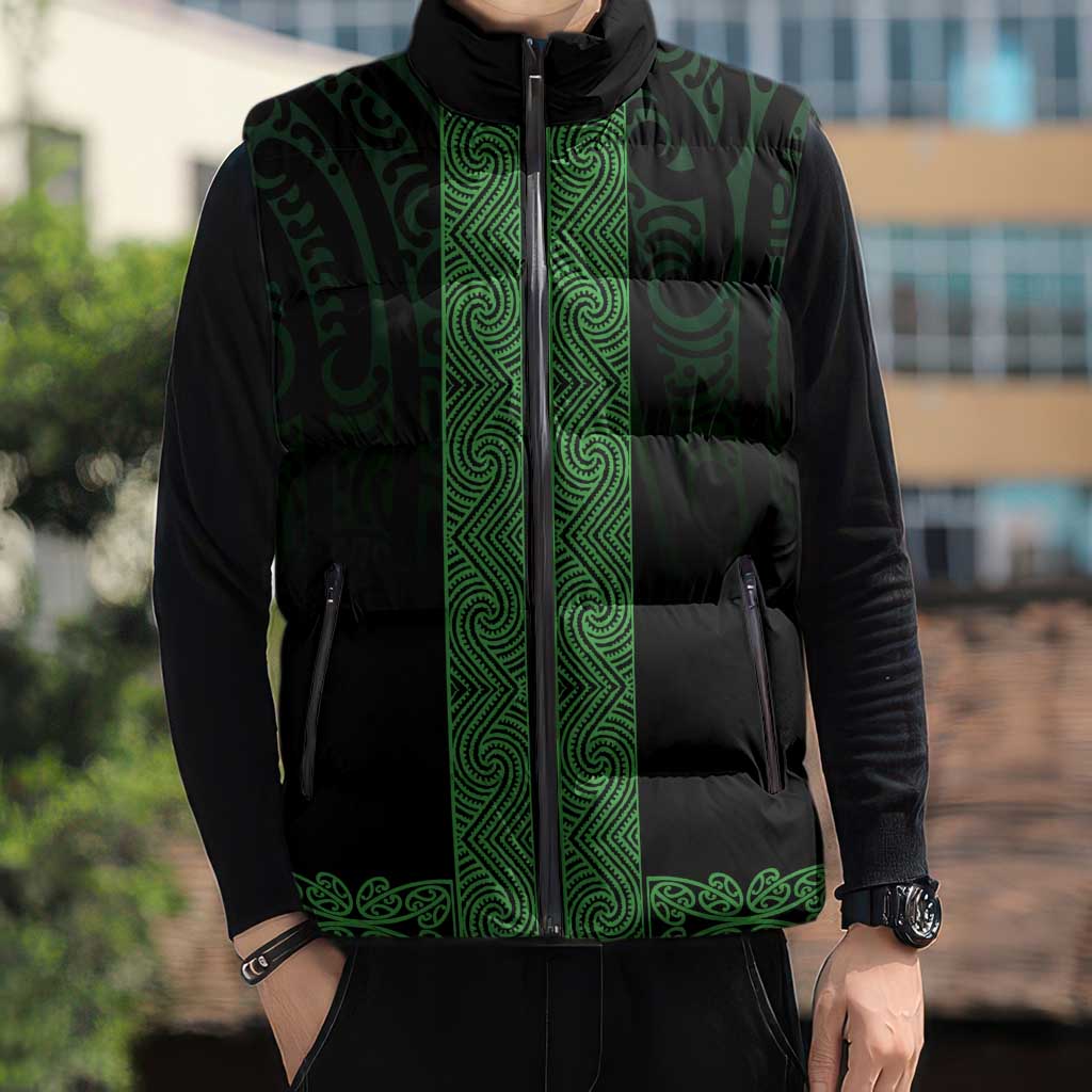 New Zealand Maori Kowhaiwhai Sleeveless Puffer Jacket Kakariki Maui and Mangopare LT9 - Polynesian Pride