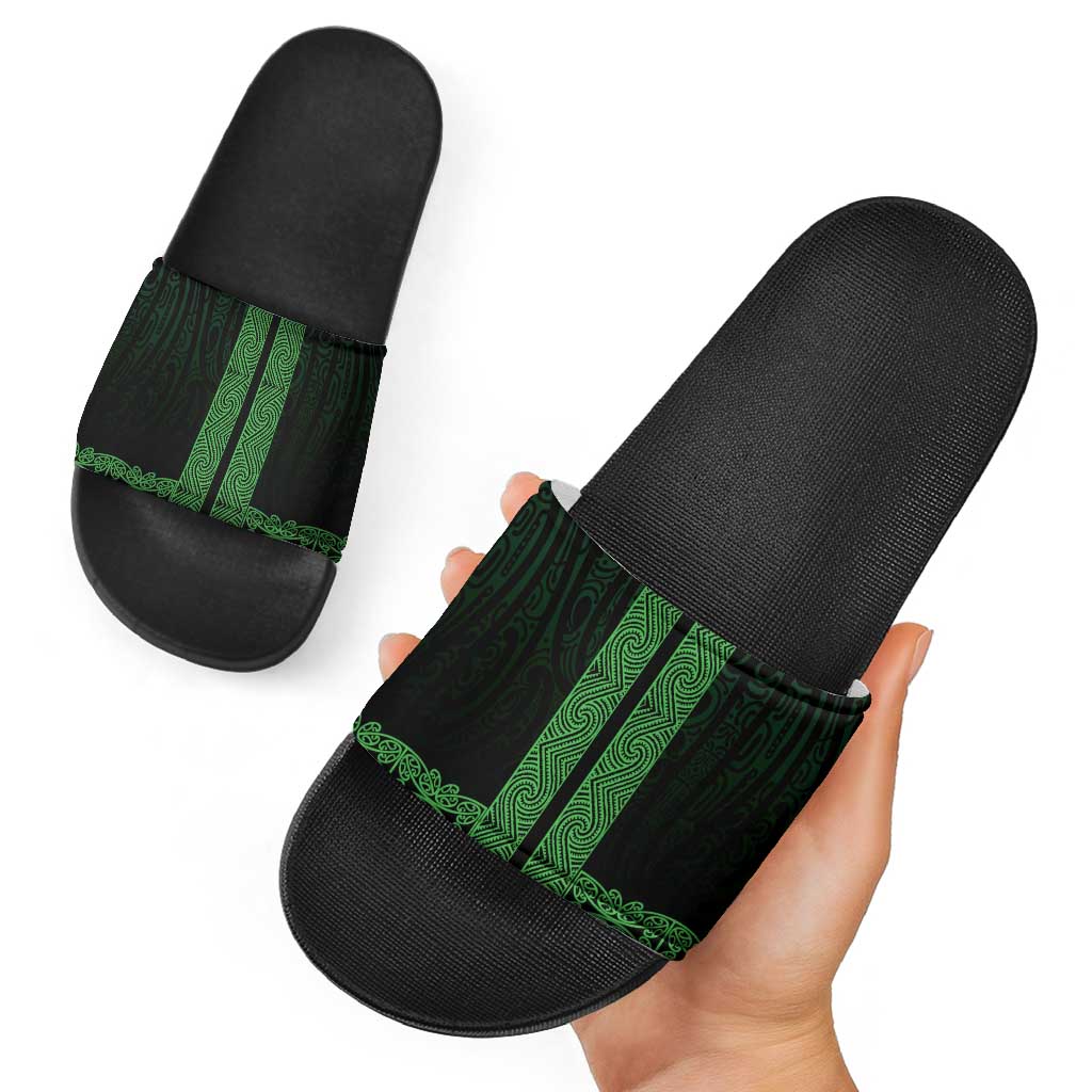 New Zealand Maori Kowhaiwhai Slide Sandals Kakariki Maui and Mangopare LT9 - Polynesian Pride