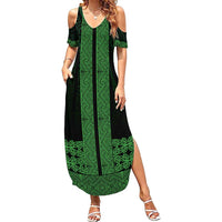 New Zealand Maori Kowhaiwhai Summer Maxi Dress Kakariki Maui and Mangopare LT9 Women Green - Polynesian Pride