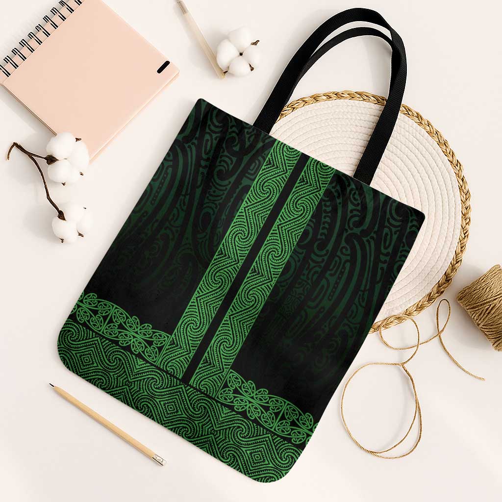 New Zealand Maori Kowhaiwhai Tote Bag Kakariki Maui and Mangopare LT9 Black Strap One Size Green - Polynesian Pride