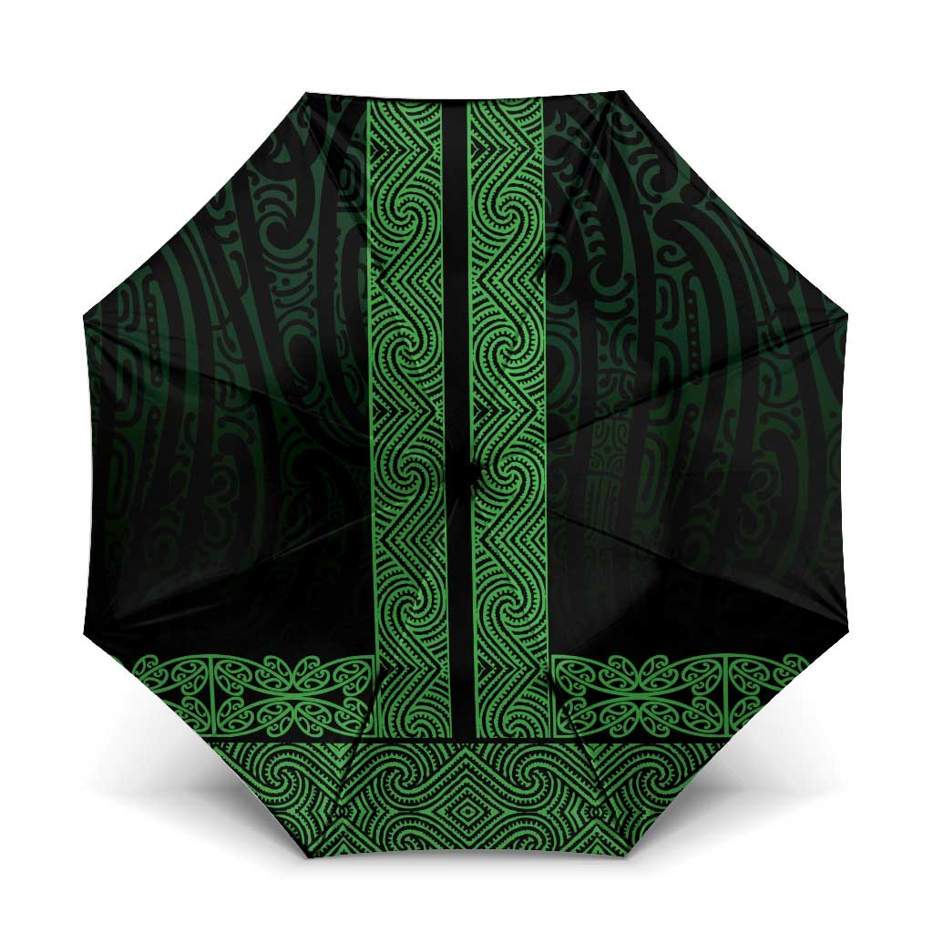 New Zealand Maori Kowhaiwhai Umbrella Kakariki Maui and Mangopare LT9 One Size Folded 11.42 inch Opened Diameter 37.4 inch Green - Polynesian Pride