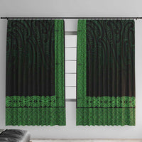 New Zealand Maori Kowhaiwhai Window Curtain Kakariki Maui and Mangopare LT9 With Hooks Green - Polynesian Pride