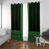 New Zealand Maori Kowhaiwhai Window Curtain Kakariki Maui and Mangopare LT9 With Grommets Green - Polynesian Pride