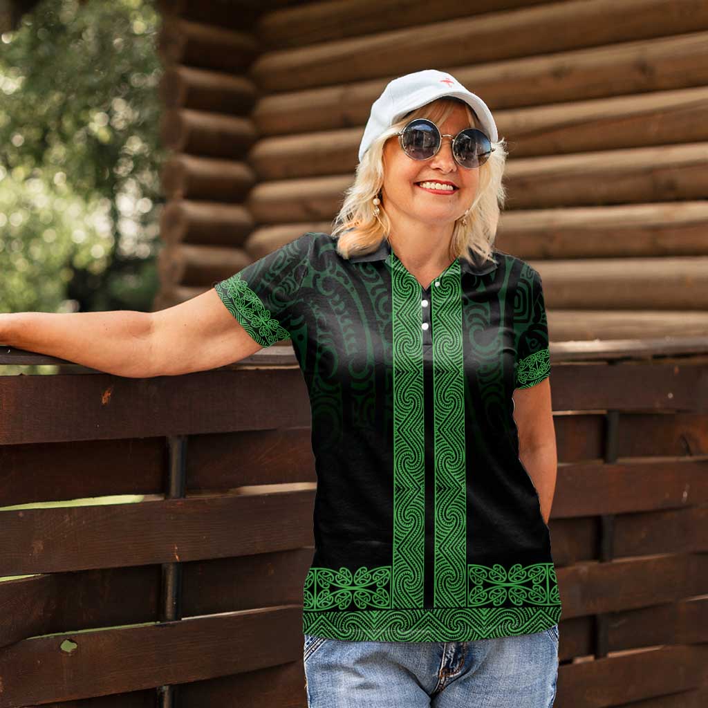 New Zealand Maori Kowhaiwhai Women Polo Shirt Kakariki Maui and Mangopare LT9 - Polynesian Pride