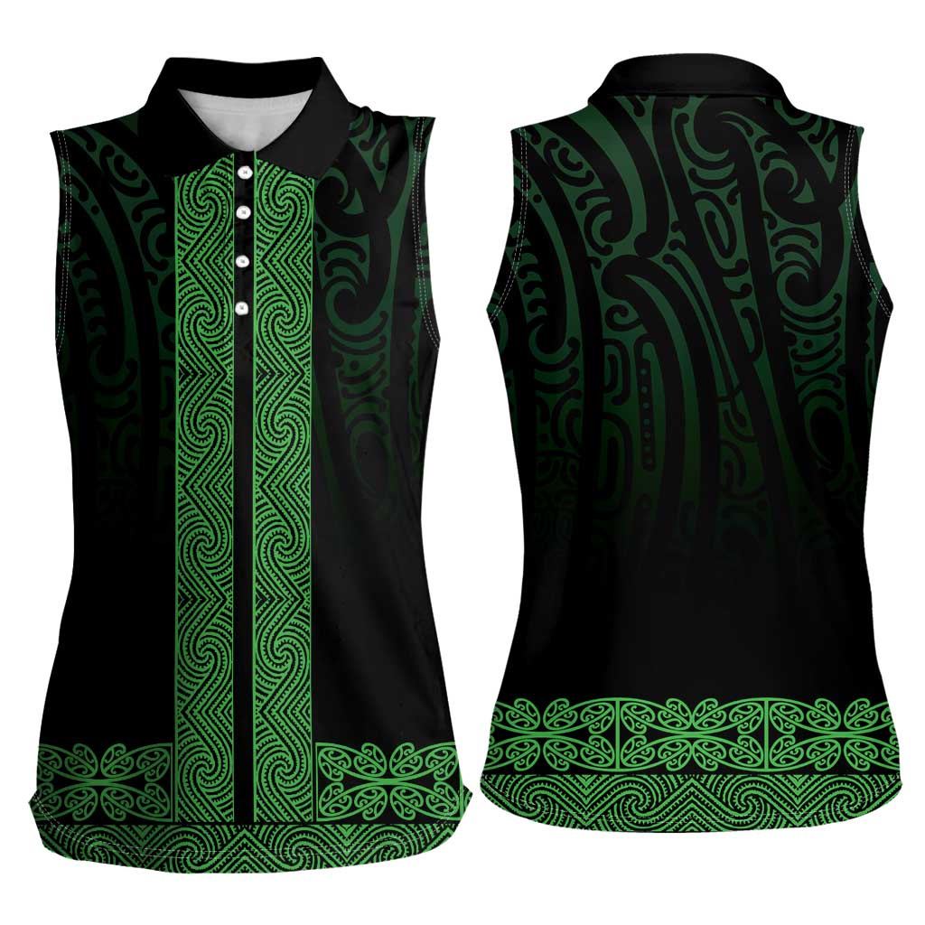 New Zealand Maori Kowhaiwhai Women Sleeveless Polo Shirt Kakariki Maui and Mangopare LT9 - Polynesian Pride