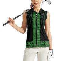New Zealand Maori Kowhaiwhai Women Sleeveless Polo Shirt Kakariki Maui and Mangopare LT9 - Polynesian Pride