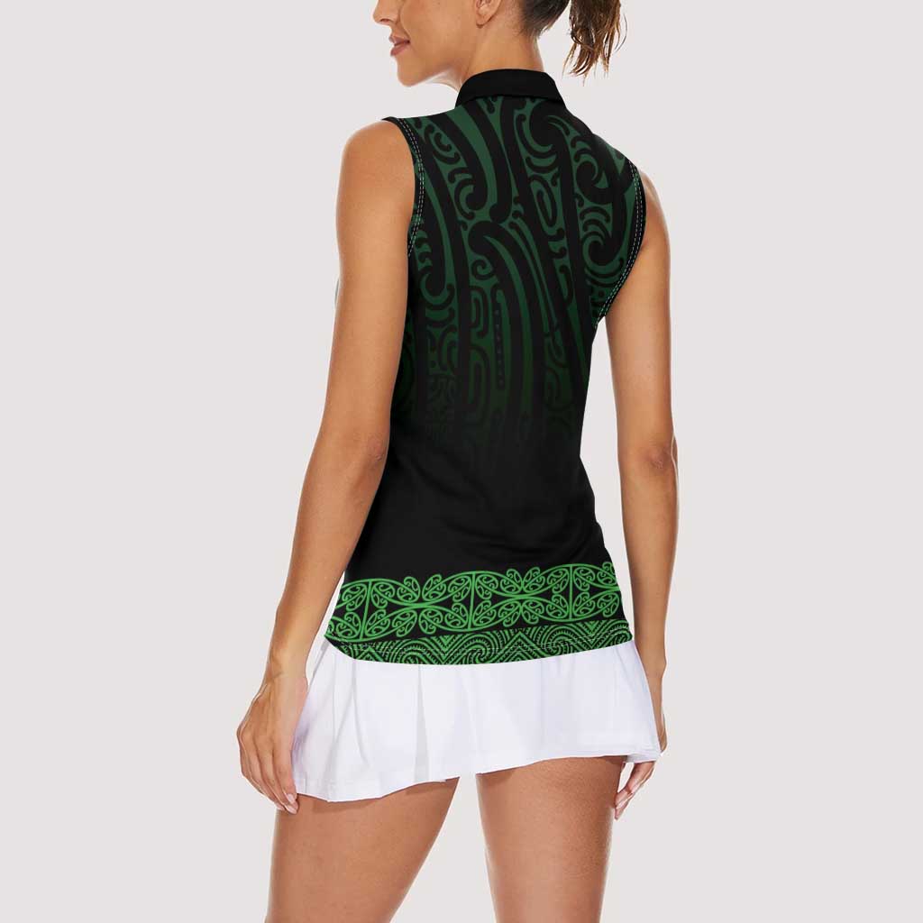 New Zealand Maori Kowhaiwhai Women Sleeveless Polo Shirt Kakariki Maui and Mangopare LT9 - Polynesian Pride
