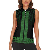 New Zealand Maori Kowhaiwhai Women Sleeveless Polo Shirt Kakariki Maui and Mangopare LT9 - Polynesian Pride