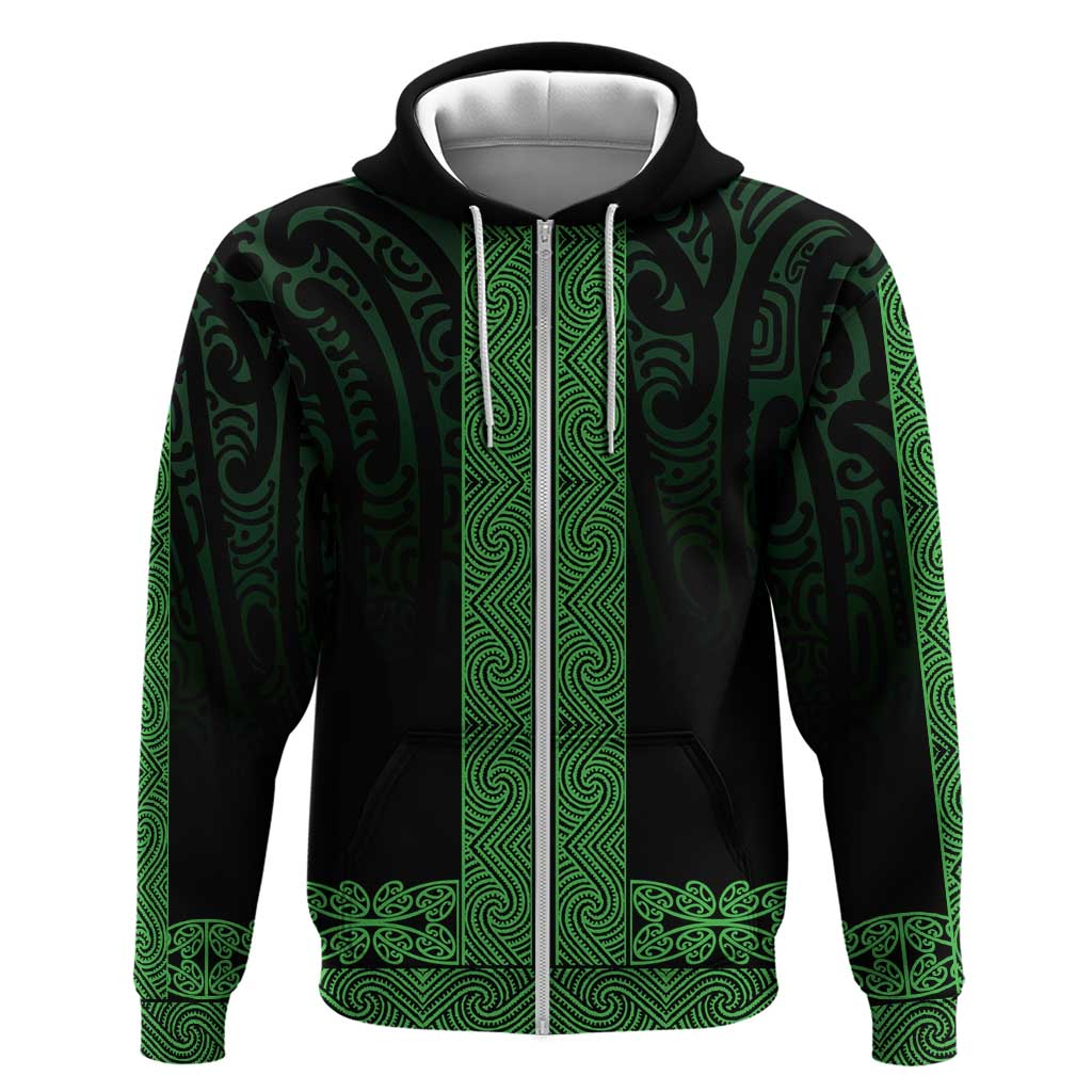New Zealand Maori Kowhaiwhai Zip Hoodie Kakariki Maui and Mangopare LT9 Zip Hoodie Green - Polynesian Pride